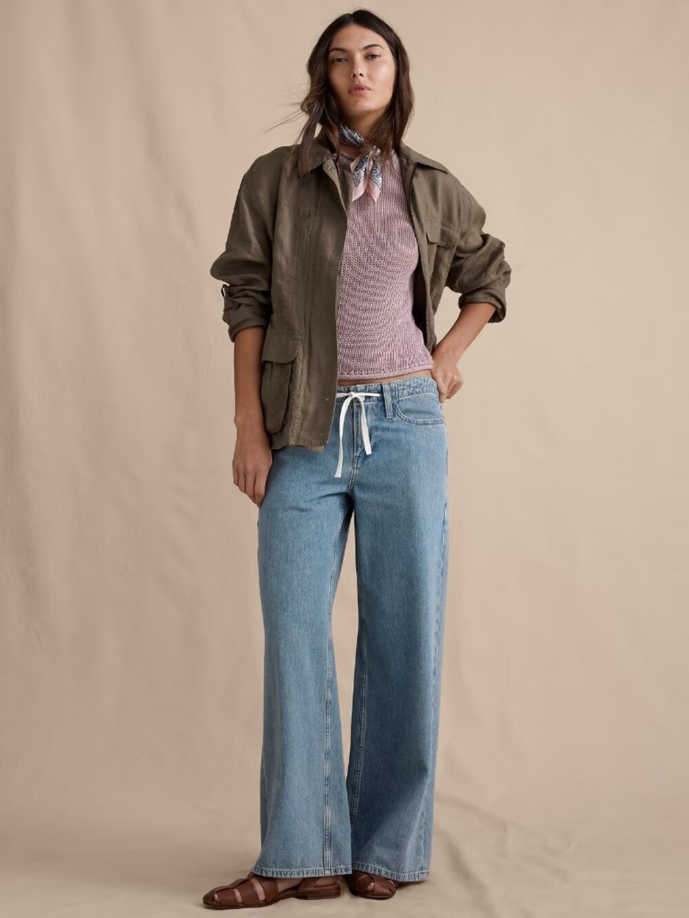 Banana Republic Mid-Rise Wide-Leg Drawstring Jean
